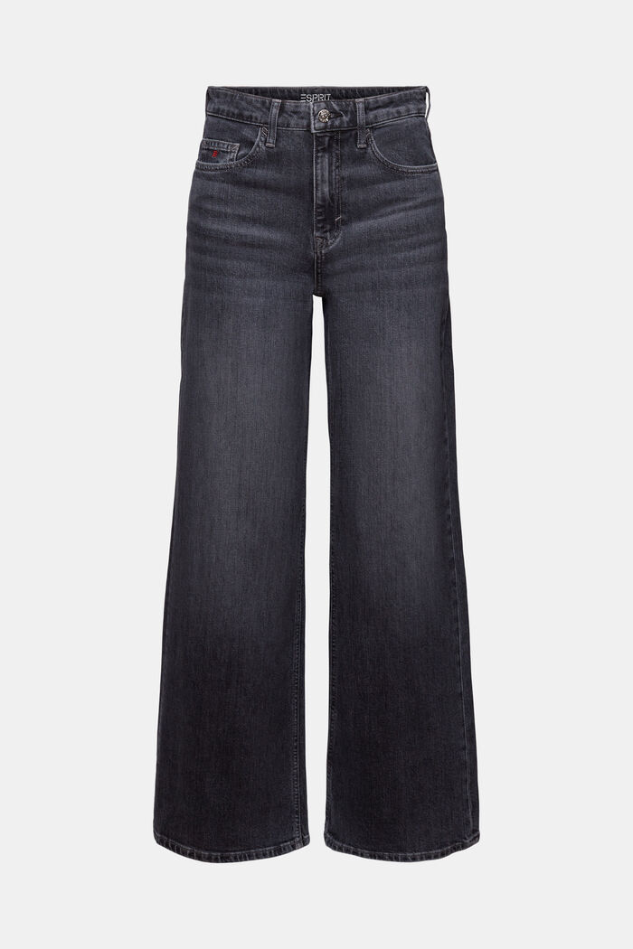 Jeans med vida ben och hög midja, BLACK MEDIUM WASHED, detail image number 7