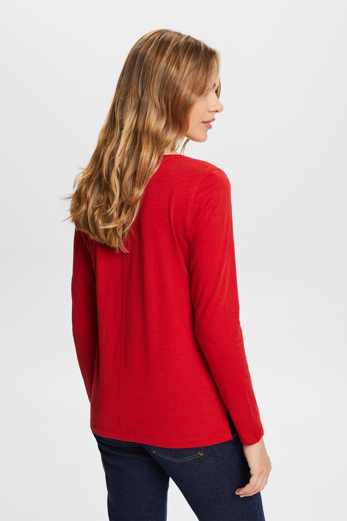 Långärmad jersey-T-shirt, 100% bomull, DARK RED, detail image number 3