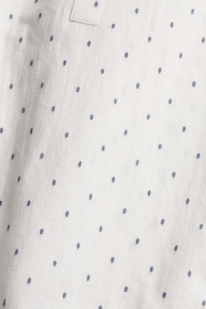 Mönstrad blus med rundad ringning med sprund mitt fram, OFF WHITE, detail image number 1