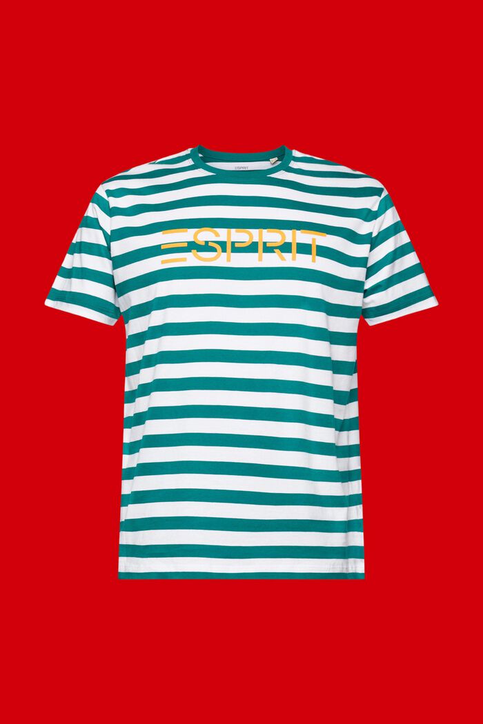 Randig T-shirt i bomull, EMERALD GREEN, detail image number 5