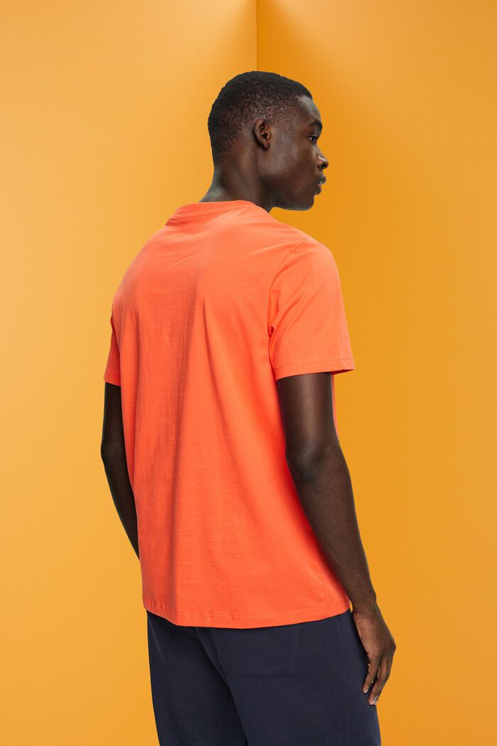 Bomulls-T-shirt i smal modell med tryck fram, ORANGE RED, detail image number 3