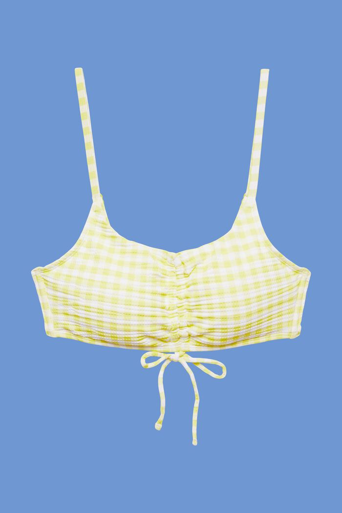 Återvunnet: Texturerad bandeau-bikiniöverdel, LIME YELLOW, detail image number 4
