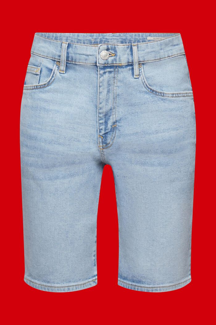 Jeansshorts med ledig smal passform, BLUE LIGHT WASHED, detail image number 6