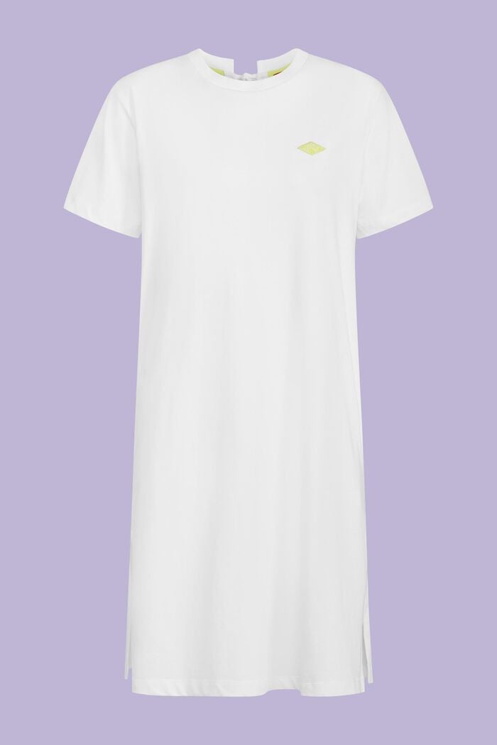 Broderad klänning i bomullsjersey, WHITE, detail image number 5