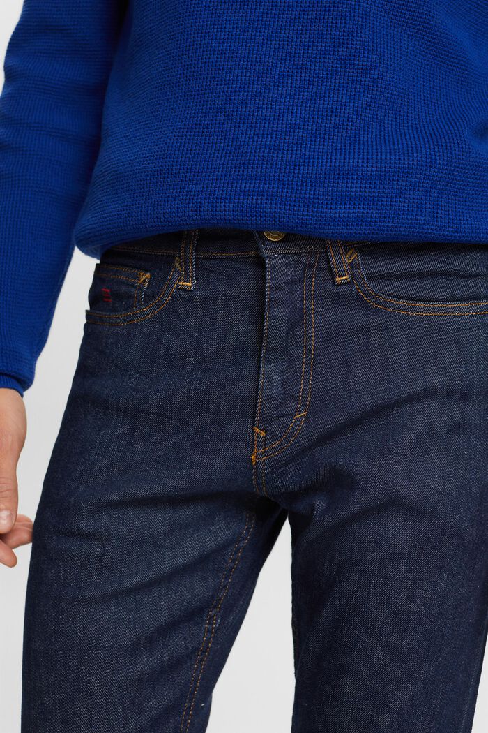 Slim-jeans med stadkant och medelhög midja, BLUE RINSE, detail image number 4