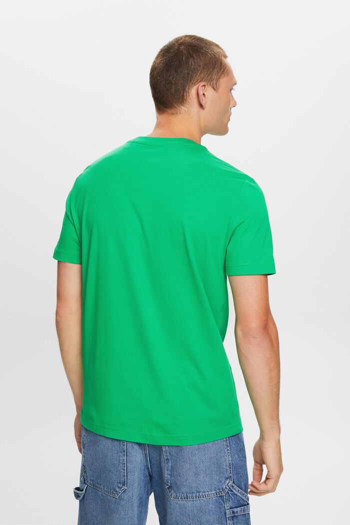 T-shirt i pimabomull-jersey med rund ringning, GREEN, detail image number 3