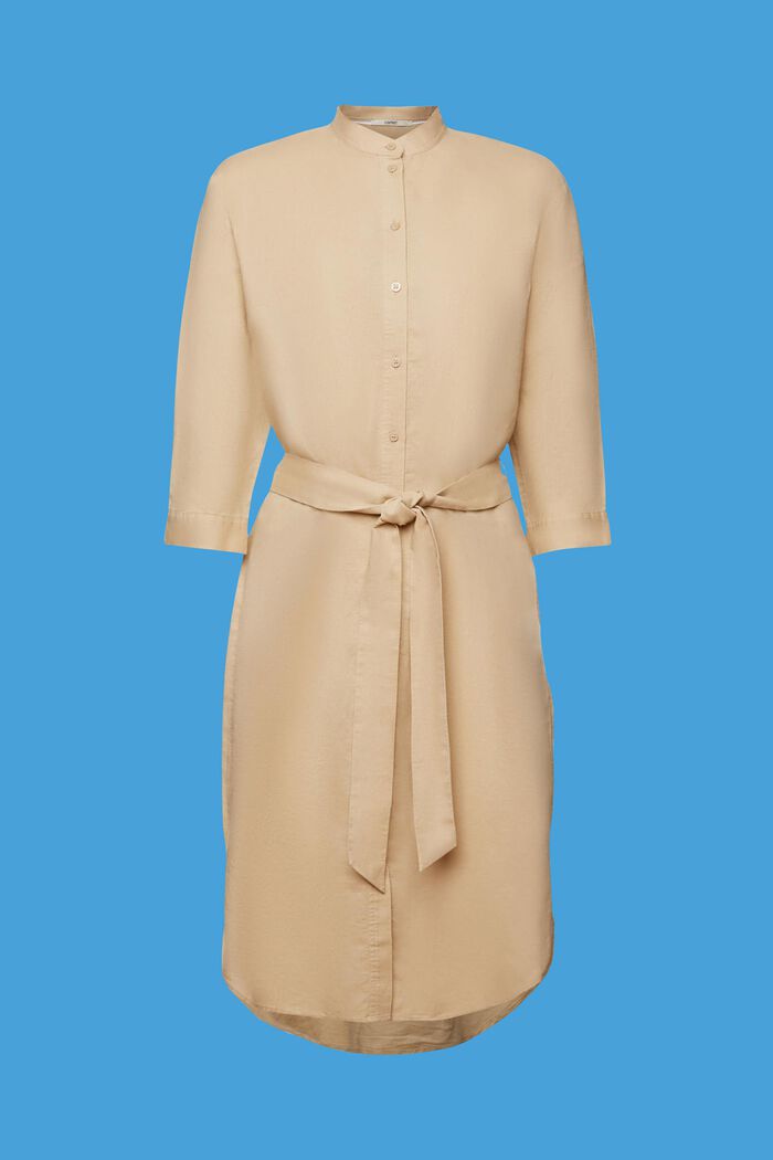 Skjortklänning med skärp, linne-bomullsmix, SAND, detail image number 7