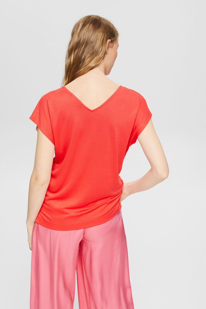Av TENCEL™: T-shirt med V-ringning, RED, detail image number 3