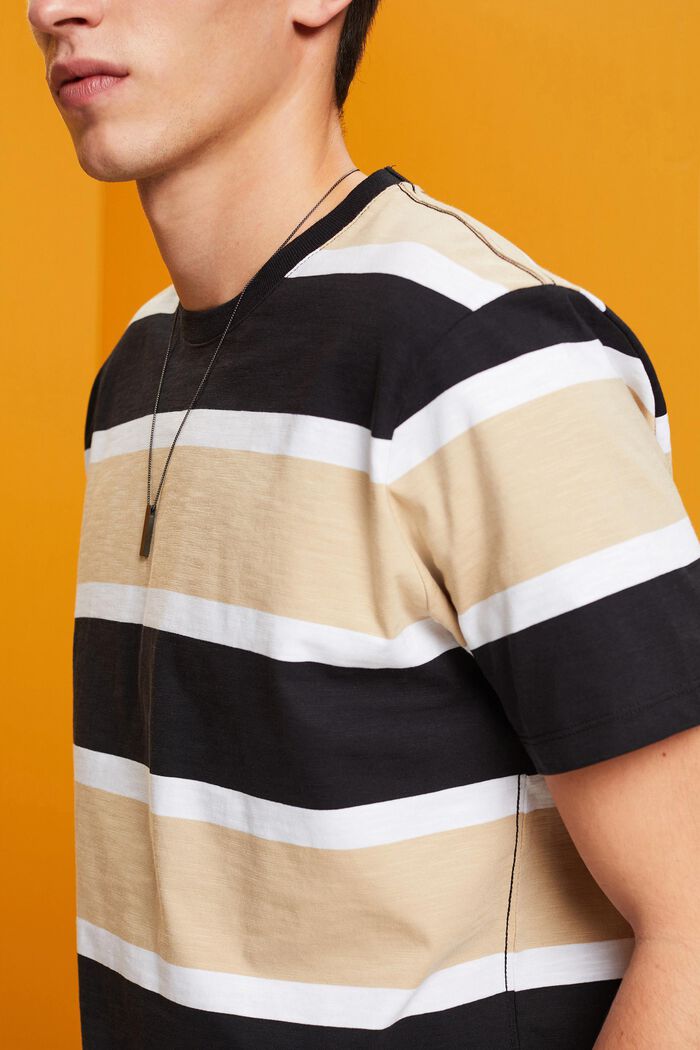 Randig jersey-T-shirt, 100% bomull, BLACK, detail image number 2