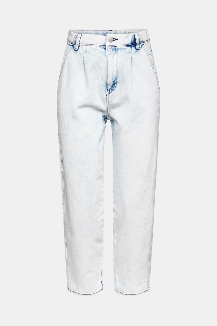 Kortare jeans med linningsveck, BLUE BLEACHED, detail image number 6