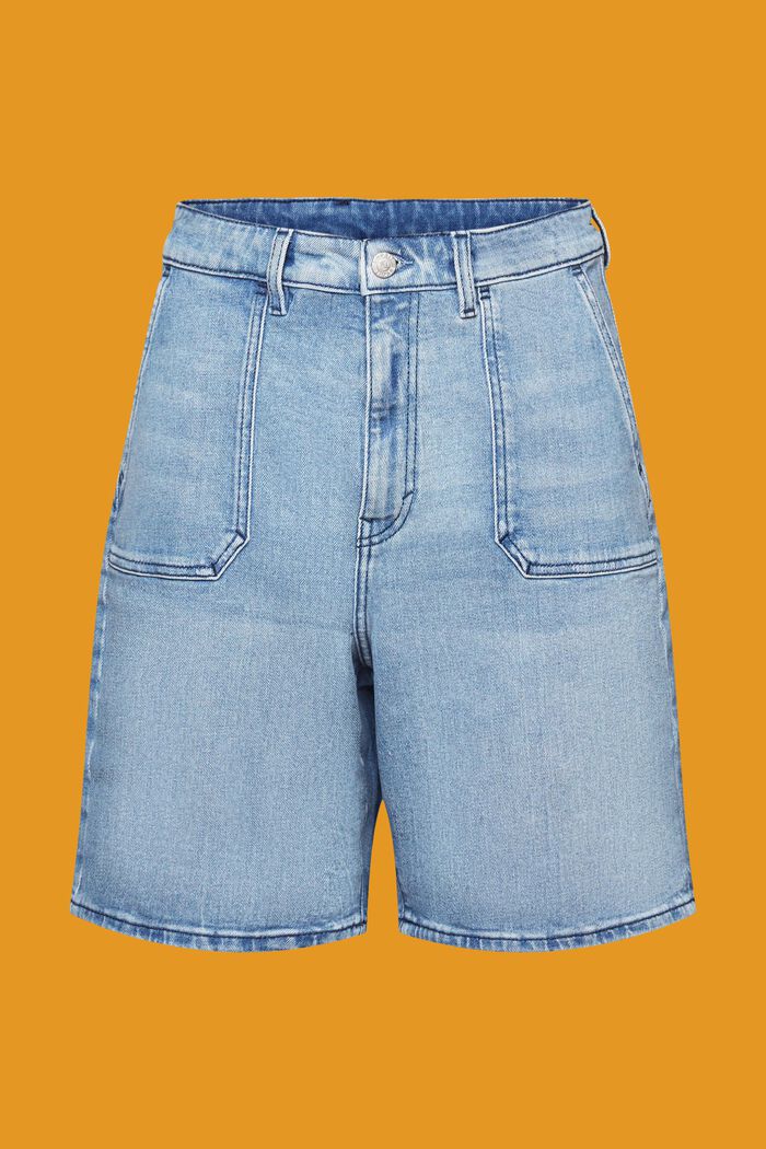 Jeansshorts med hög midja, BLUE LIGHT WASHED, detail image number 7