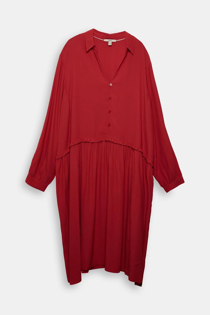 CURVY klänning med ryschkant, RED, overview