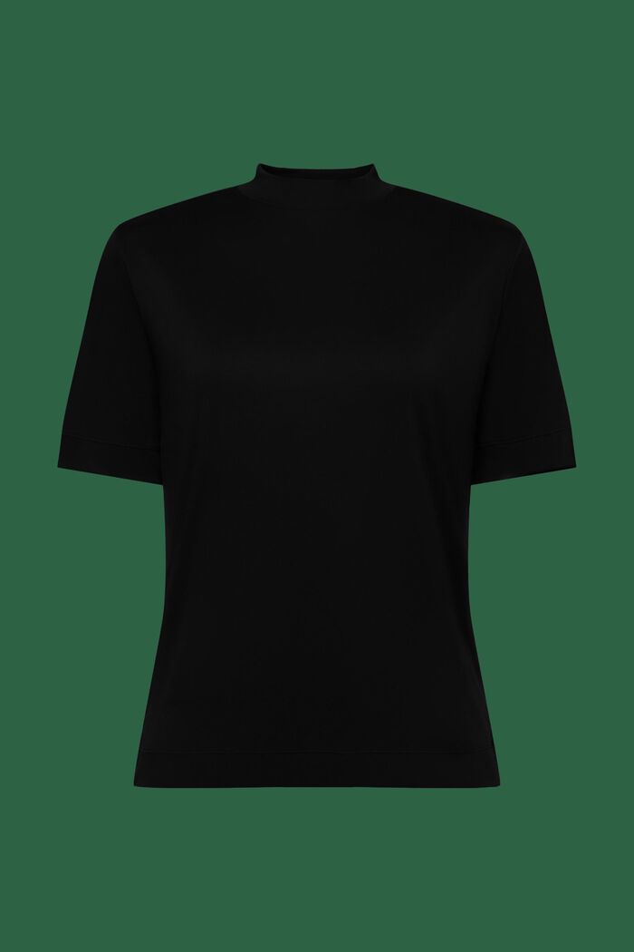 Jersey-T-shirt med halvpolokrage, BLACK, detail image number 5