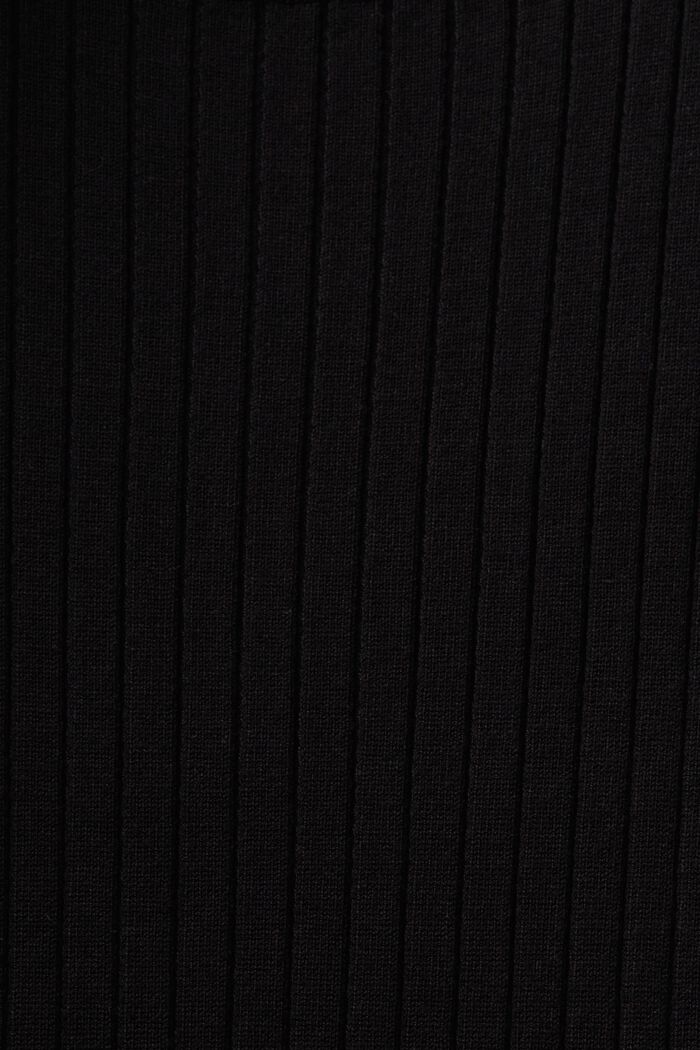 Veckad ribbstickad klänning, BLACK, detail image number 5