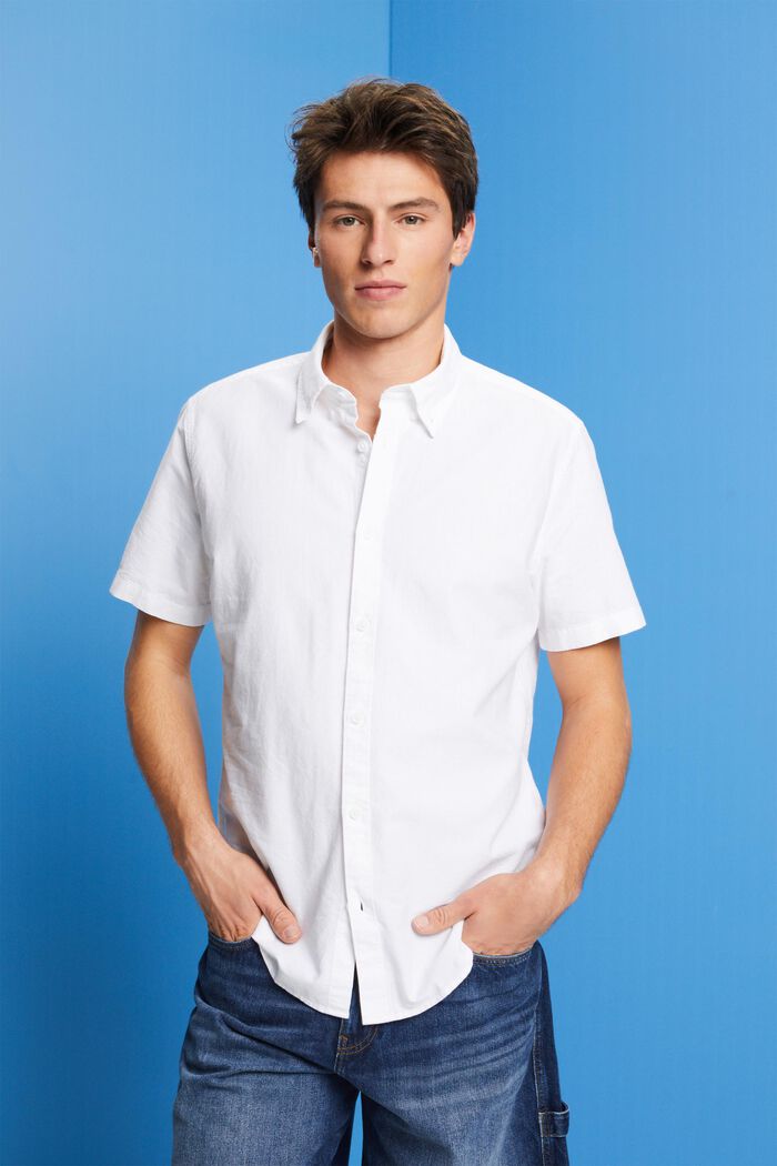 Button down-skjorta i bomull, WHITE, detail image number 0