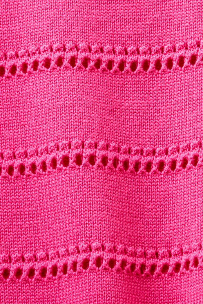 Kortärmad tröja i pointelle-design, PINK FUCHSIA, detail image number 4