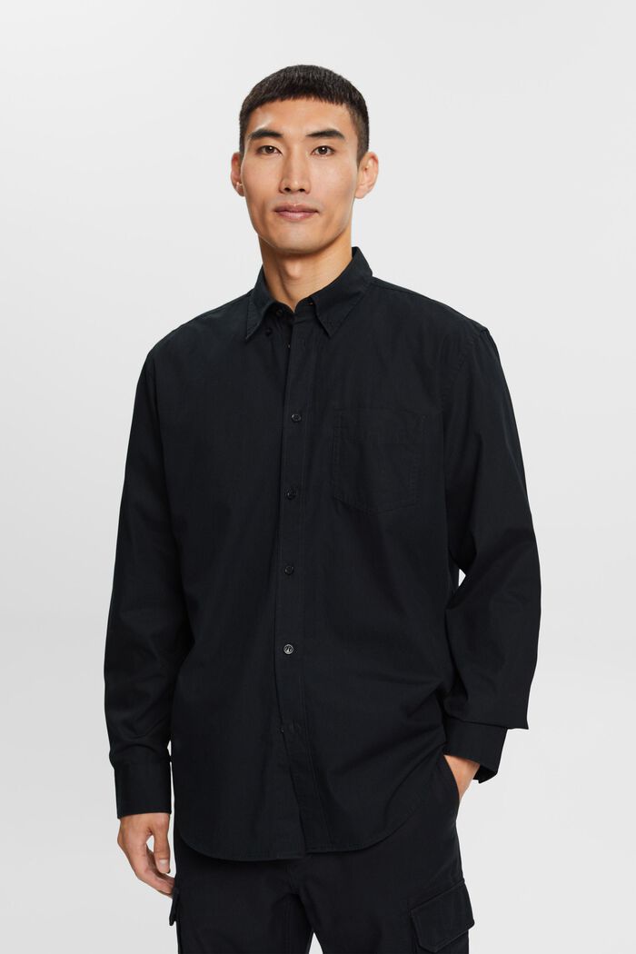 Button down-skjorta i poplin, 100% bomull, BLACK, detail image number 0