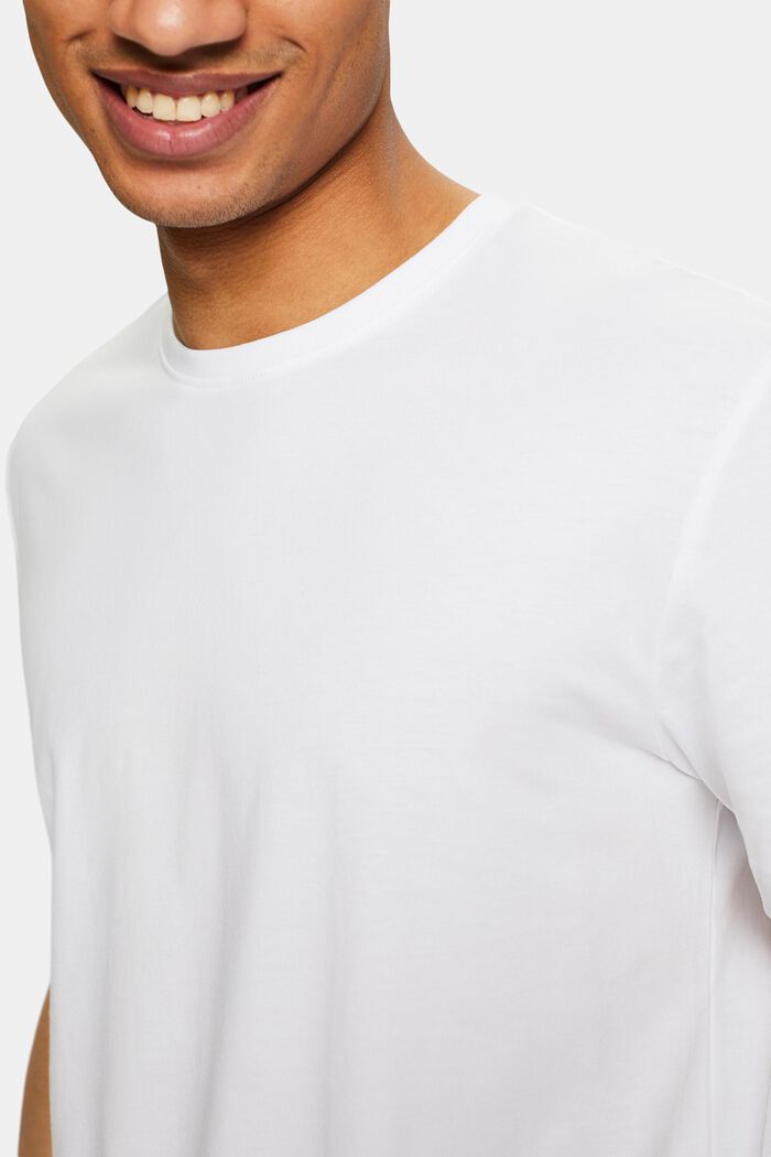 T-shirt i pimabomull av jersey med rund ringning, WHITE, detail image number 3