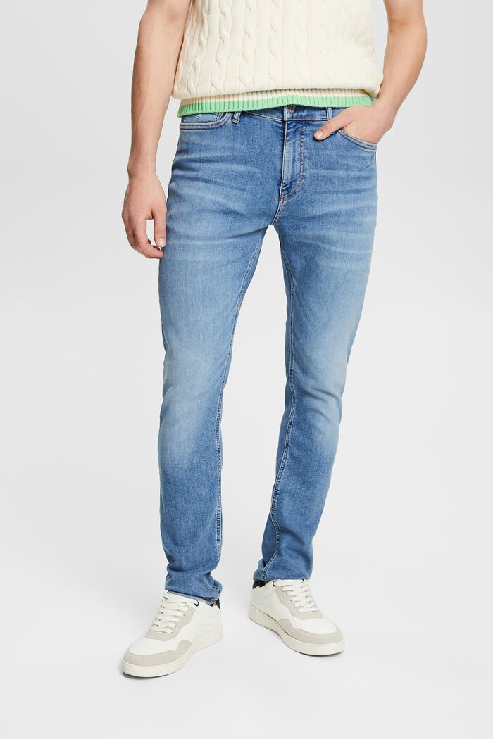Skinny-jeans med mellanhög midja, BLUE LIGHT WASHED, detail image number 0