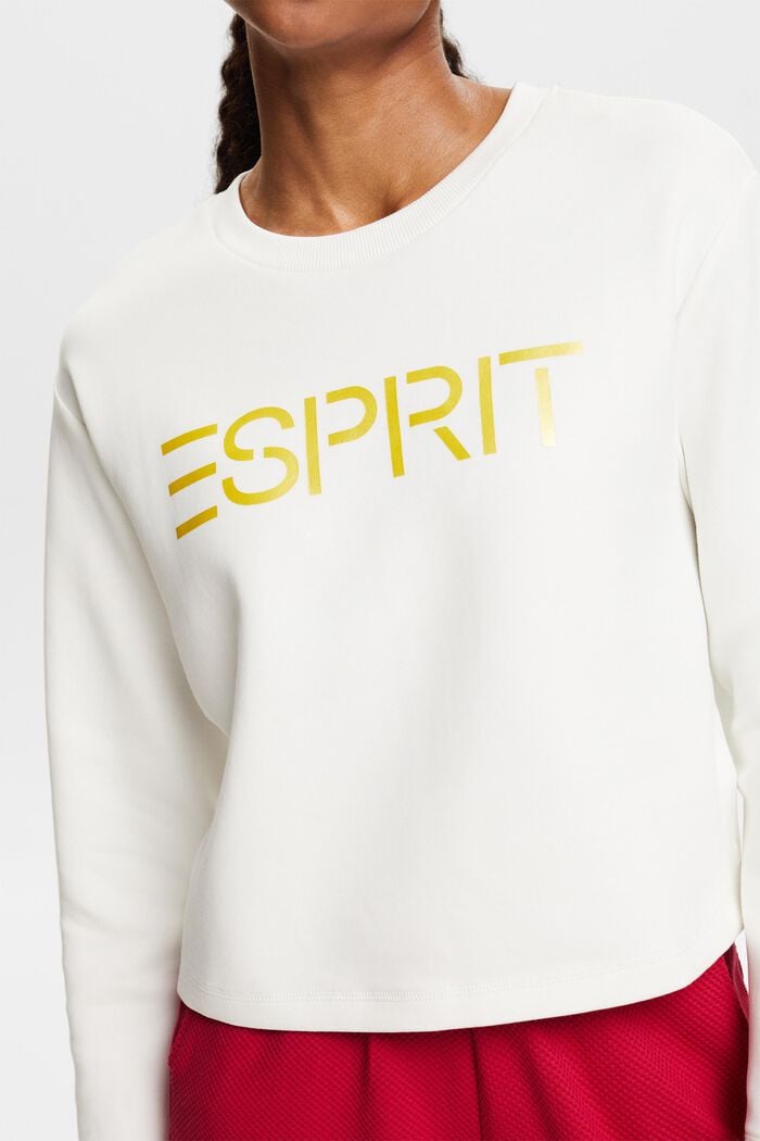 Sweatshirt med rund ringning och logo, OFF WHITE, detail image number 2