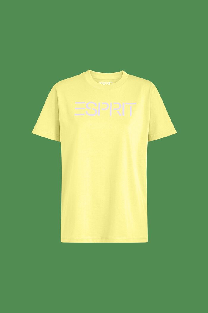 T-shirt i bomullsjersey med logo, unisexmodell, LIME YELLOW, detail image number 6