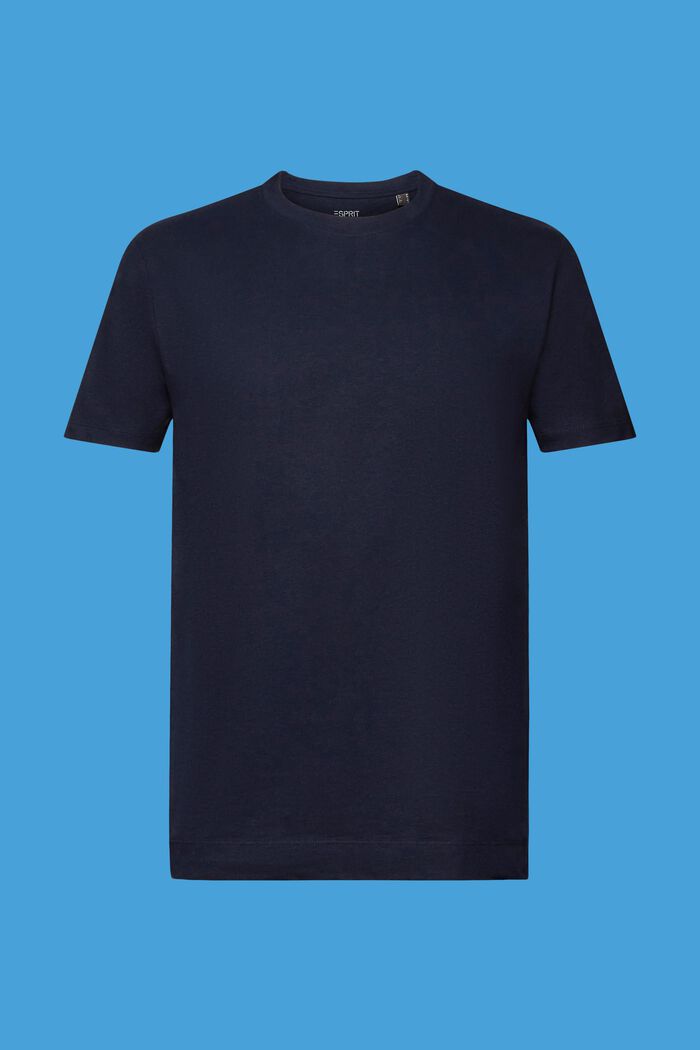 T-shirt i mix av bomull och linne, NAVY, detail image number 6