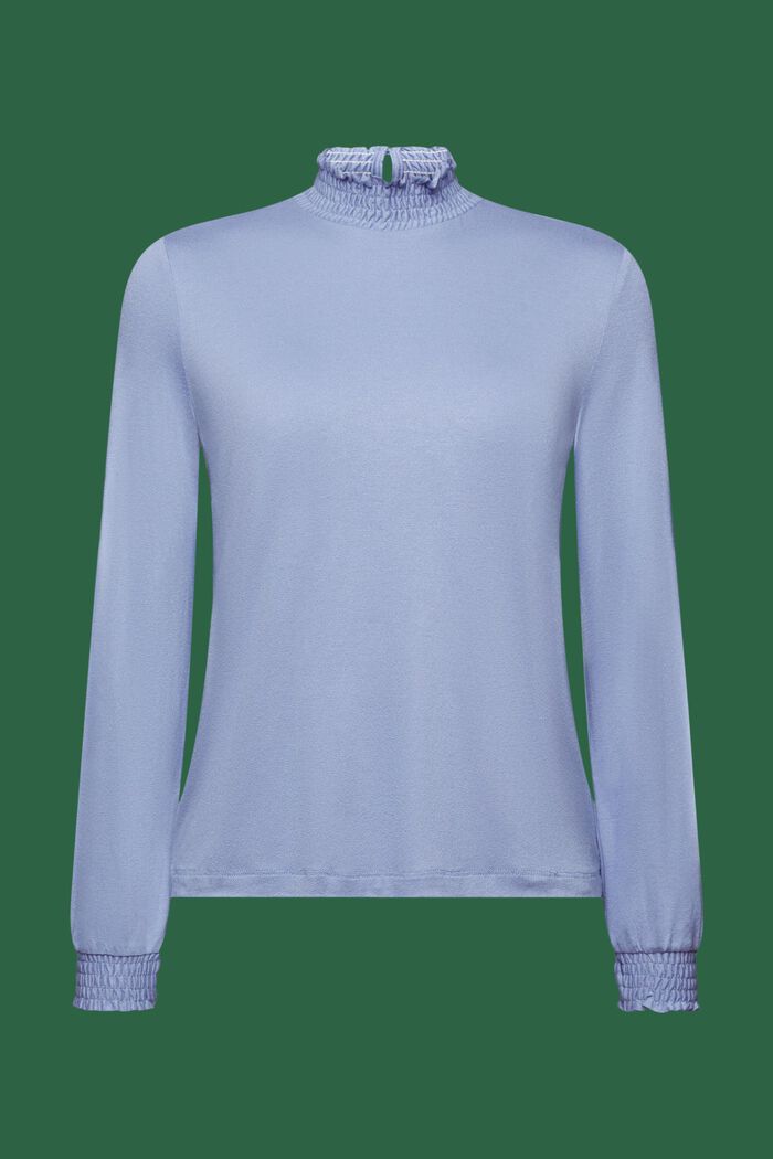 Smockad långärmad tröja, LENZING™ ECOVERO™, BLUE LAVENDER, detail image number 6