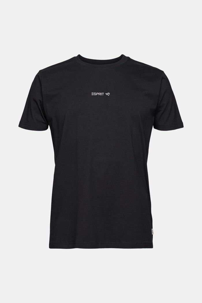 T-shirt med tryck i ryggen, 100% ekobomull, BLACK, overview