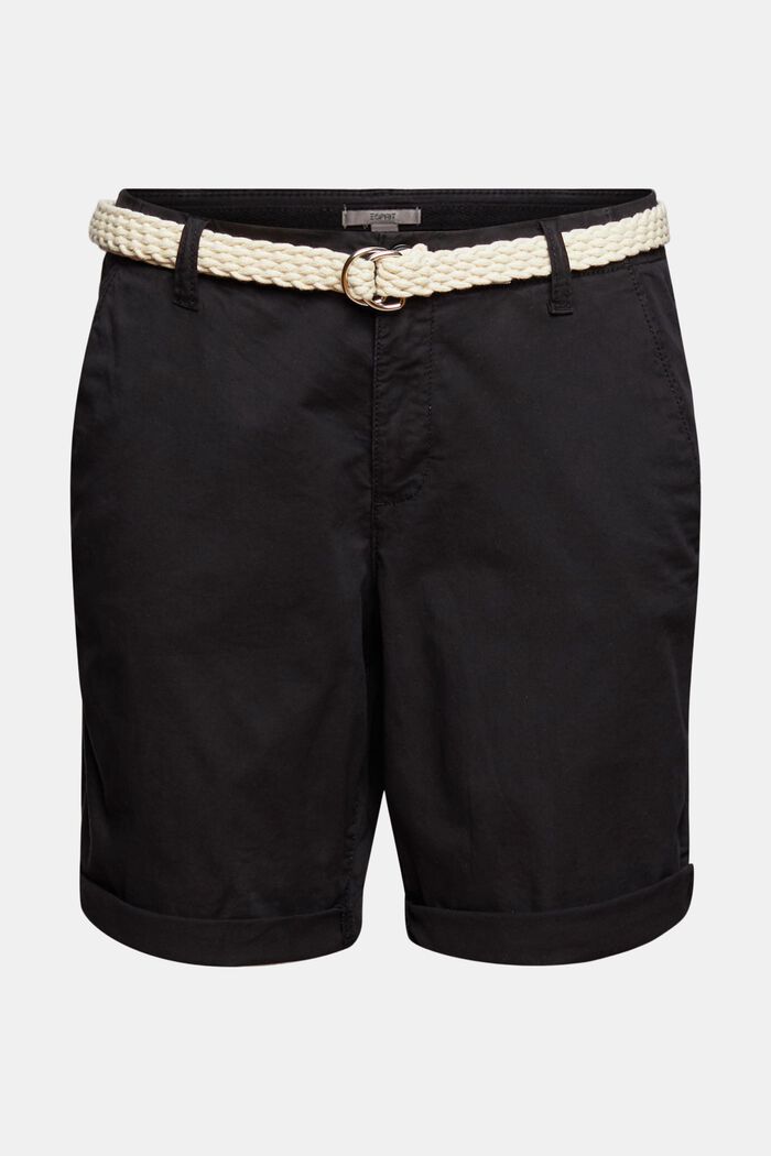 Shorts med vävt skärp, BLACK, detail image number 2