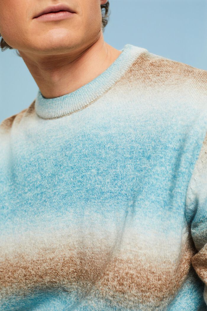Rundringad tröja med färgskiftande ränder, DARK TURQUOISE, detail image number 3