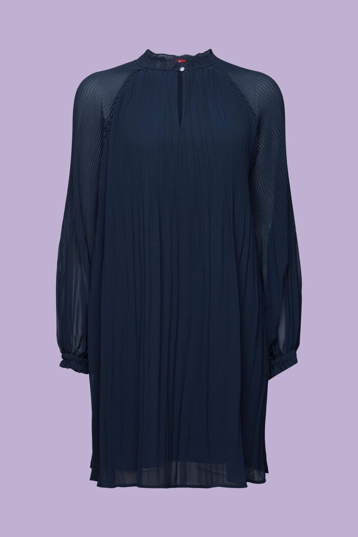 Krinklad chiffongklänning i minilängd, PETROL BLUE, detail image number 5