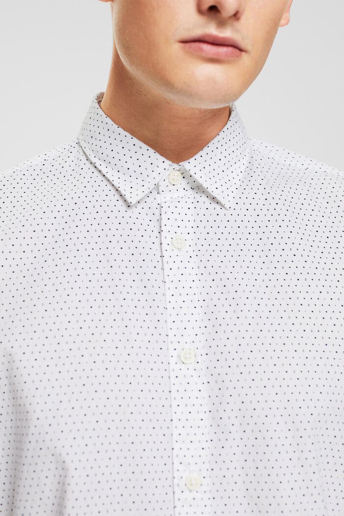 Hållbar, mönstrad bomullsskjorta, WHITE, detail image number 0