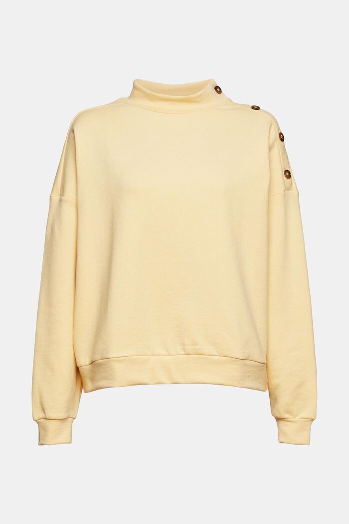 Sweatshirt med knappslå, bomullsmix, PASTEL YELLOW, detail image number 6