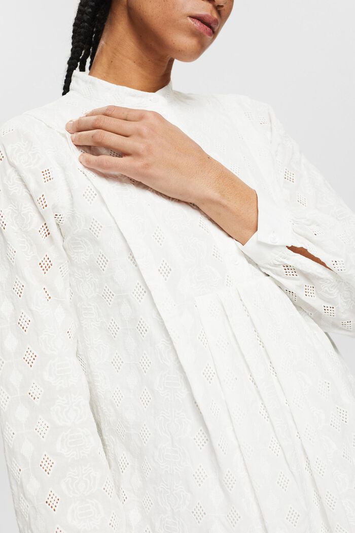 Klänning med brodyr, OFF WHITE, detail image number 3
