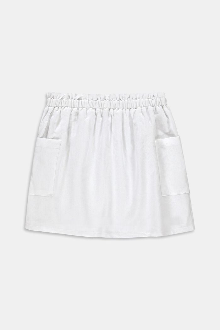 Kjol med elastisk linning, 100% bomull, WHITE, detail image number 0