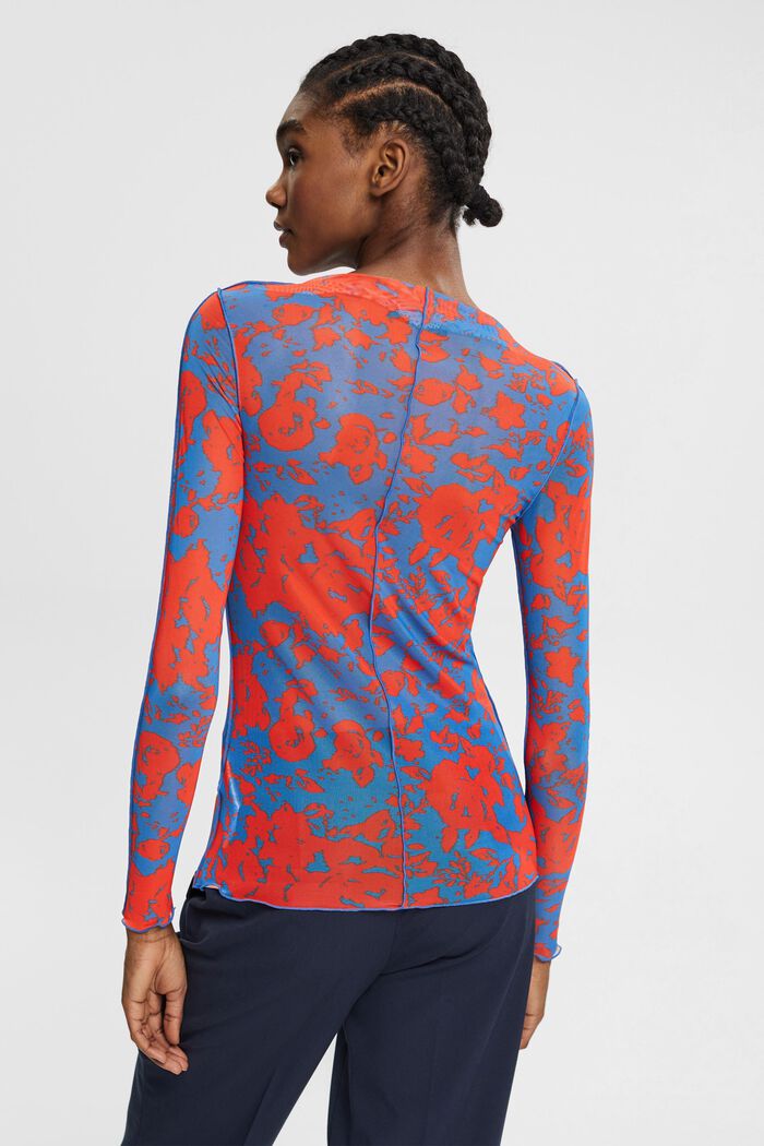 Långärmad tröja i mönstrad mesh, BLUE, detail image number 4