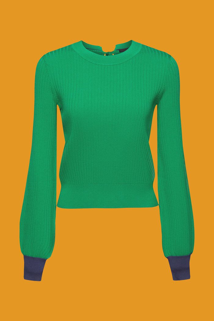 Rundringad tröja med färgblock, EMERALD GREEN, detail image number 6