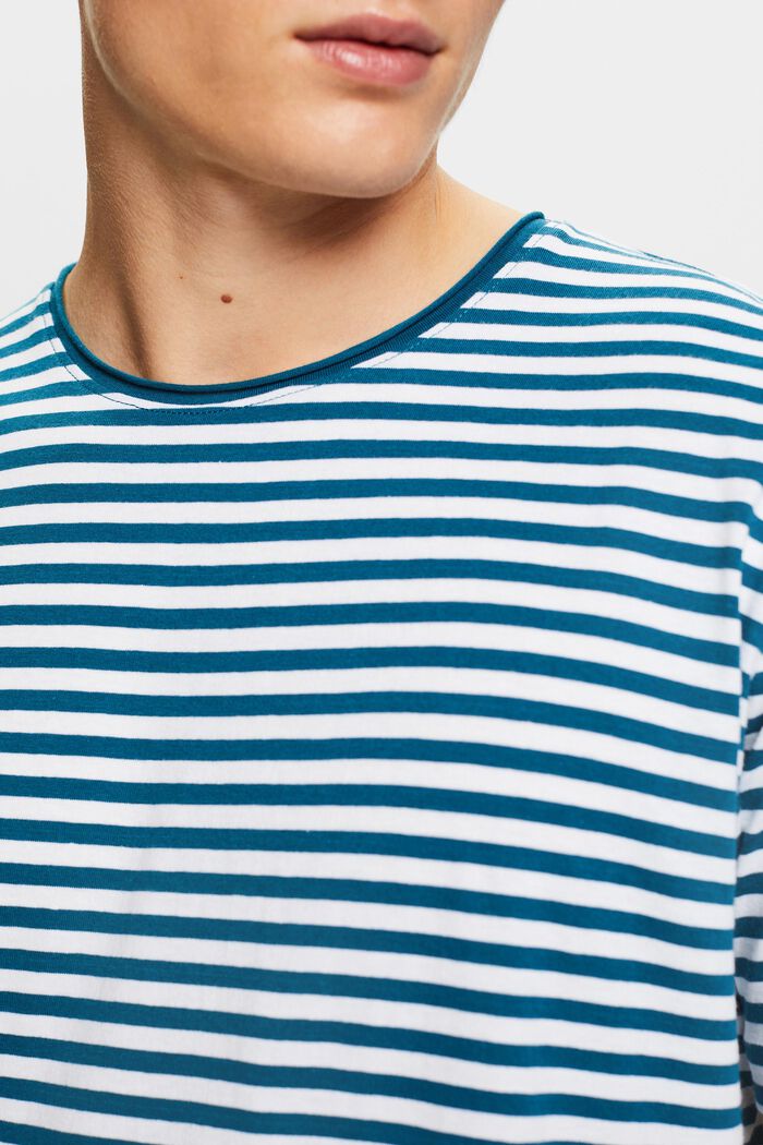 T-shirt i jersey med randmönster, PETROL BLUE, detail image number 3