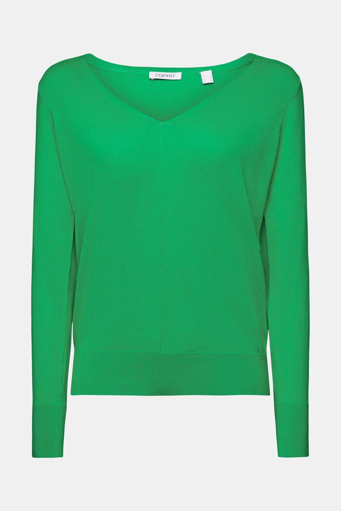 V-ringad tröja i bomull, GREEN, detail image number 6