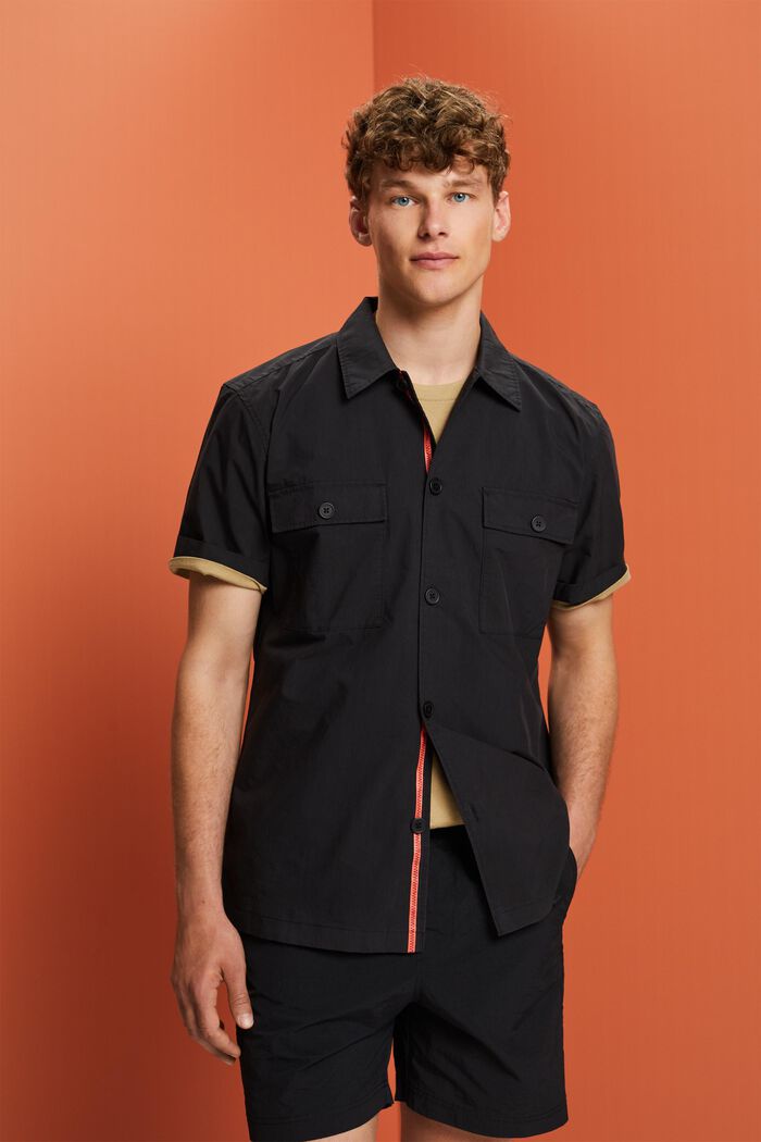 Kortärmad skjorta, bomullsblandning, BLACK, detail image number 0