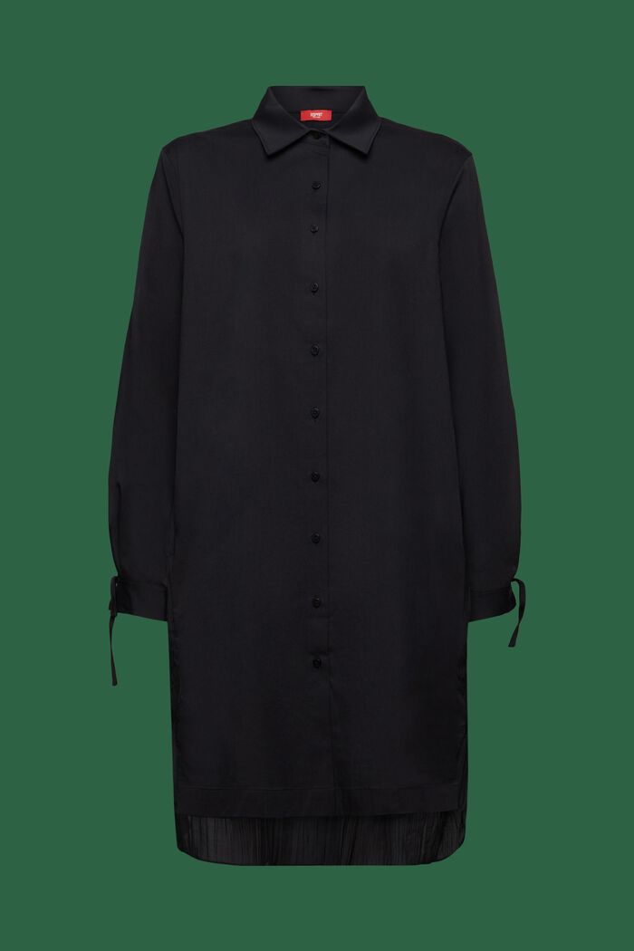Krinklad skjortklänning i midilängd, BLACK, detail image number 5