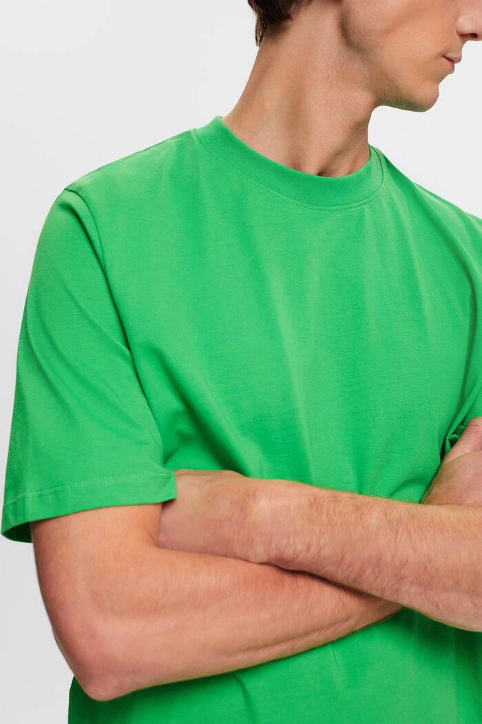 Bomulls-T-shirt med rund ringning, GREEN, detail image number 2