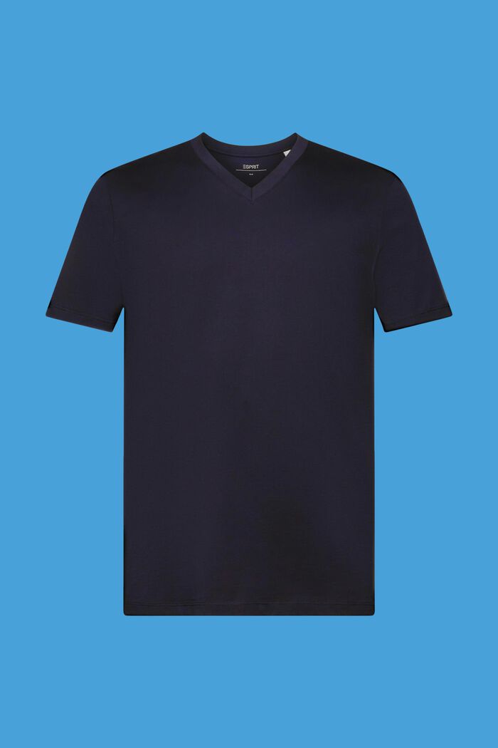 V-ringad T-shirt i bomull med smal passform, NAVY, detail image number 6