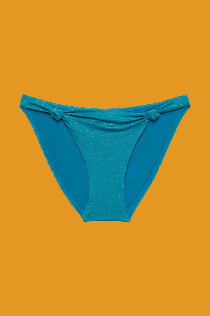 Glittrande bikiniunderdel med knutdetalj, TEAL BLUE, detail image number 3