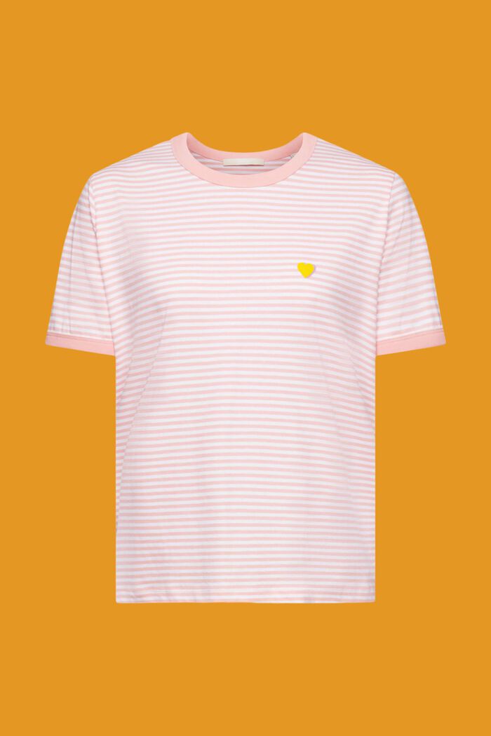 Randig bomulls-T-shirt med broderat motiv, PINK, detail image number 5