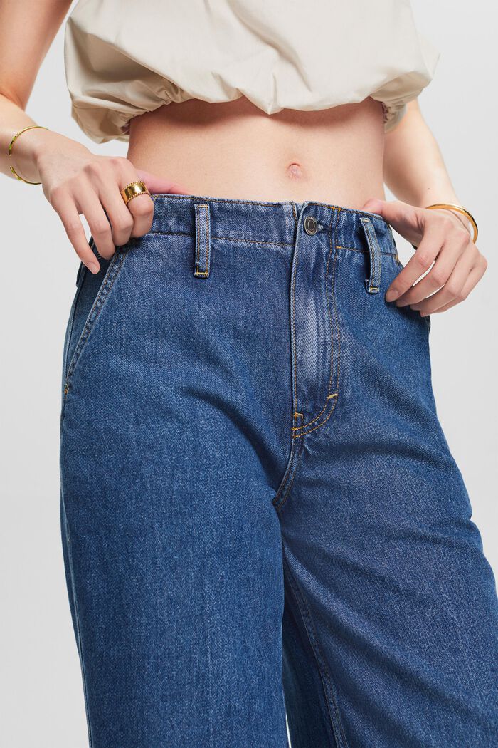 Retro-jeans med vida ben och hög midja, BLUE MEDIUM WASHED, detail image number 4