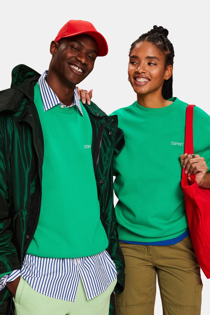 Sweatshirt i fleece med logo, unisexmodell, GREEN, detail image number 5
