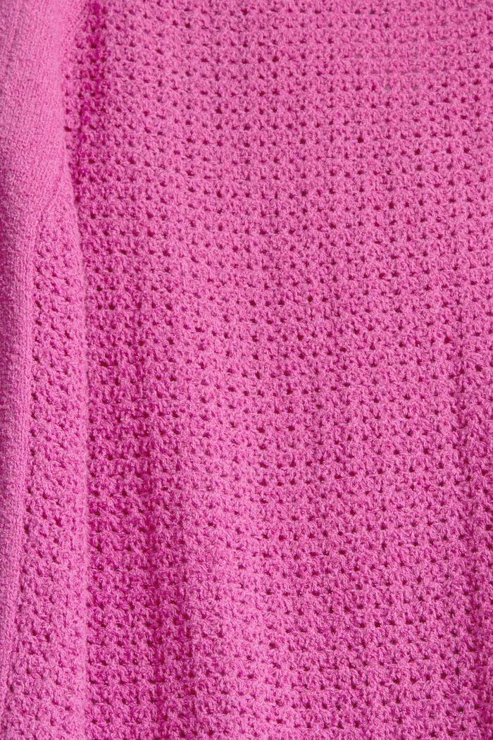 Hålstickad tröja i bomull, PINK FUCHSIA, detail image number 4