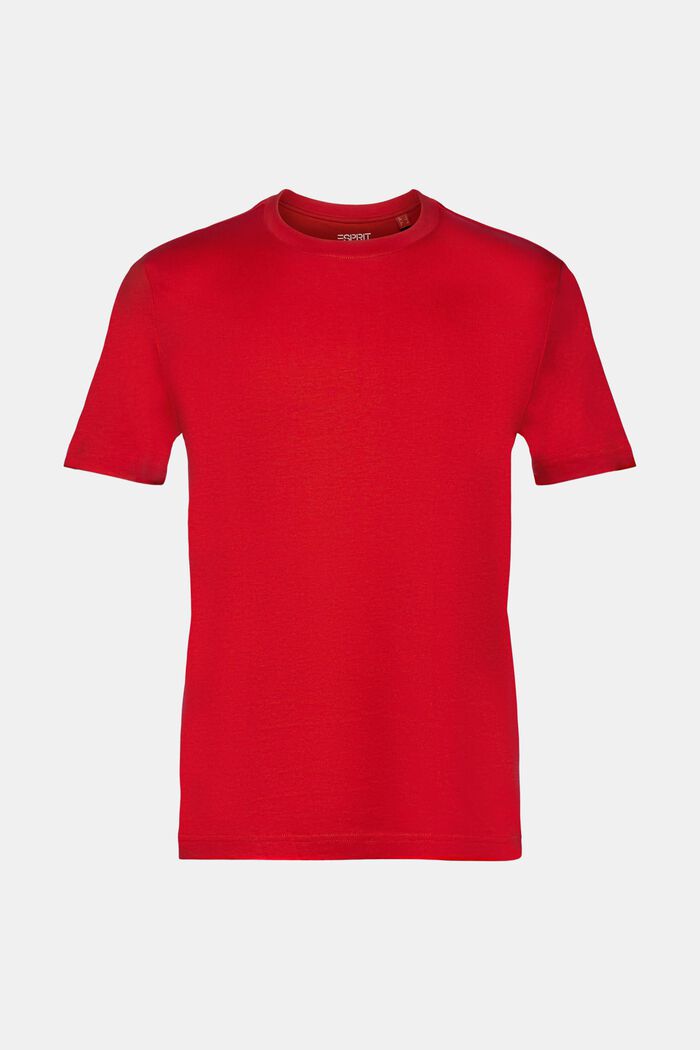 T-shirt i pimabomull-jersey med rund ringning, DARK RED, detail image number 7
