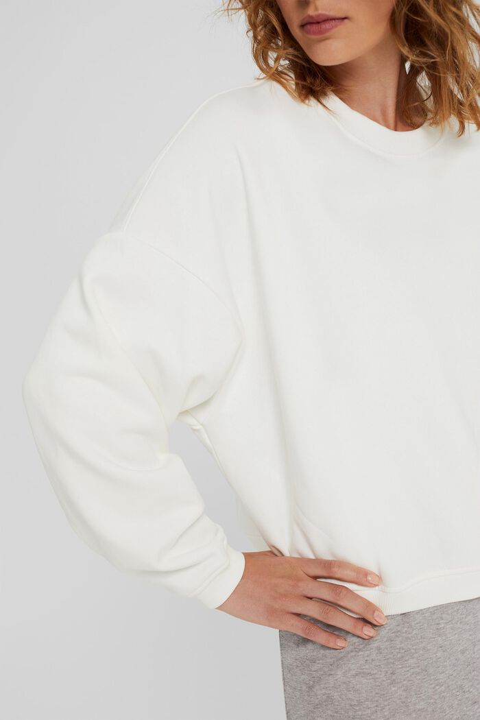 Kortare sweatshirt med ekobomull, OFF WHITE, detail image number 2